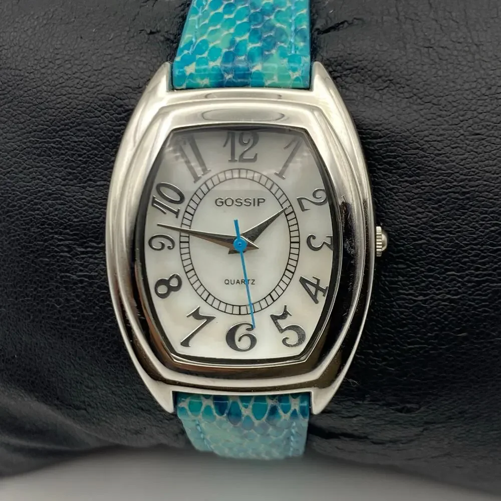 Gossip Ladies' Rectangle Dial Teal Leather Band Watch New Battery - Picture 4 of 7
